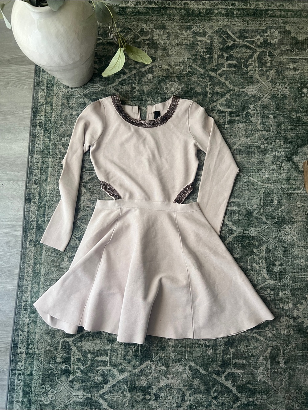 Marciano Guess Bandage Dress / Dusty Pink / jewelled Neckline & Cutouts at waist